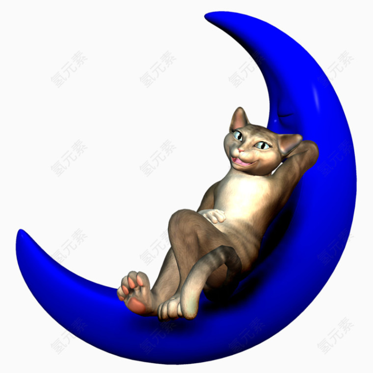 蓝色月亮上的猫