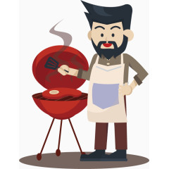 矢量户外烧烤的男人