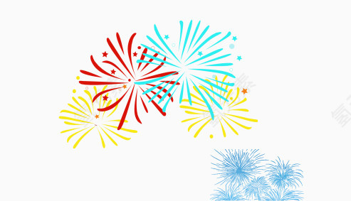 手绘青黄色烟花