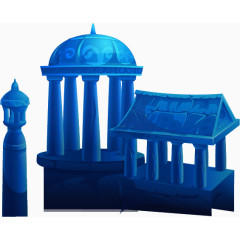 矢量蓝色立体建筑群