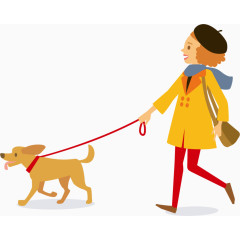 牵狗的女孩
