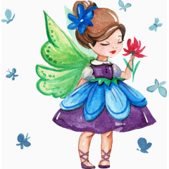 矢量手绘插画花仙子