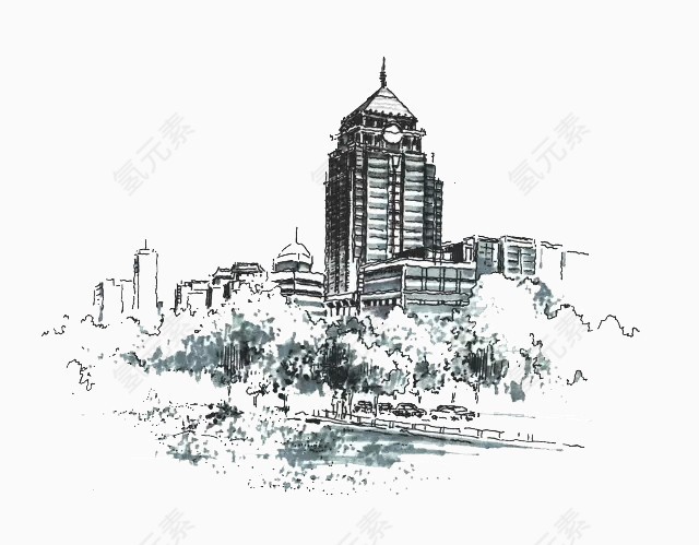 手绘建筑物设计