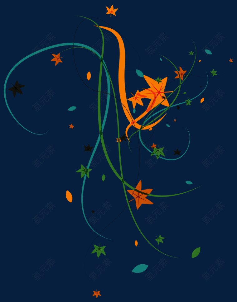 植物星星丝带矢量