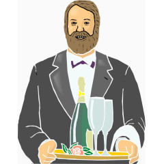 矢量手绘服务员