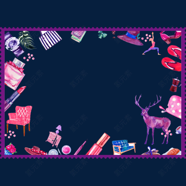 时尚水彩元素边框