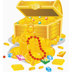 金银珠宝宝藏箱立体3D矢量图