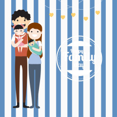 快乐四口之家贺卡矢量素材