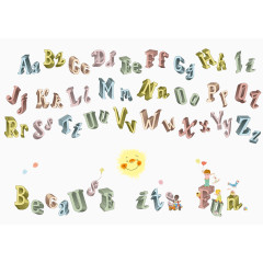 卡通大小写字母高清免扣素材