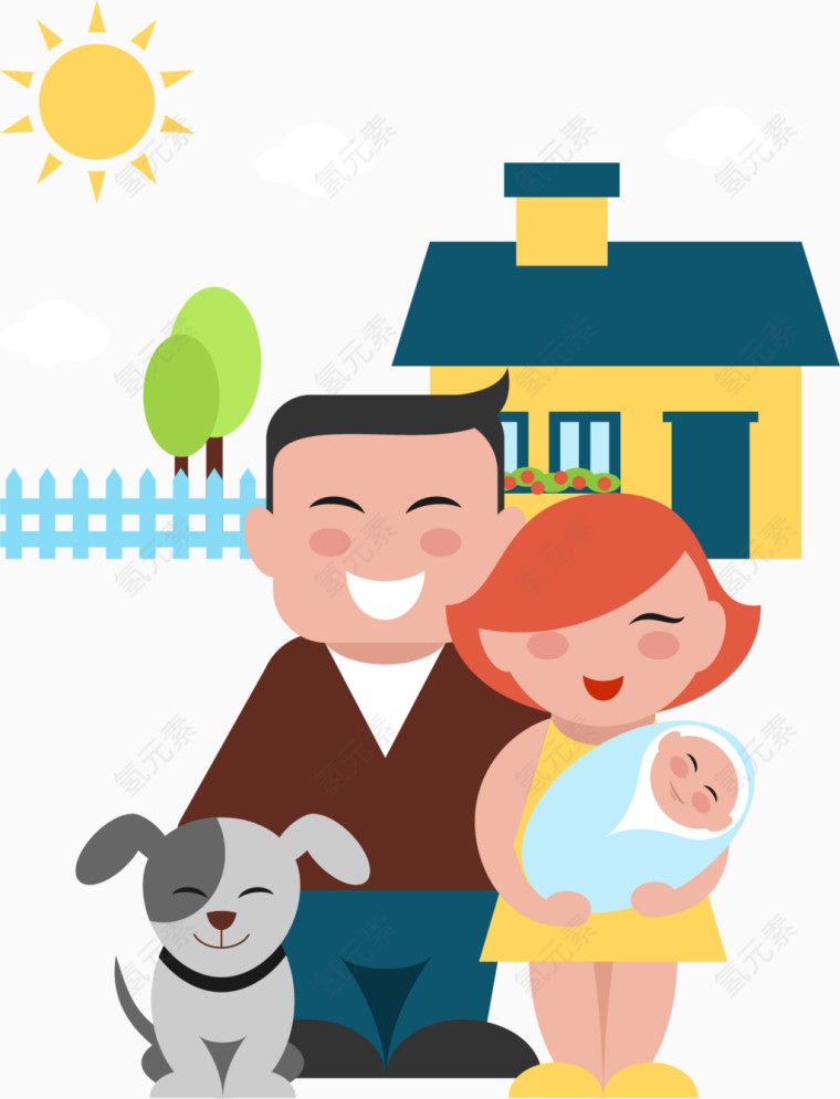 矢量手绘一家人