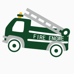 矢量绿色扁平消防车卡通汽车