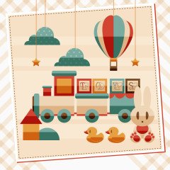 游乐场 装饰图案 矢量图 扁平化 热气球 云朵