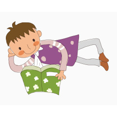 躺地上看书的男孩