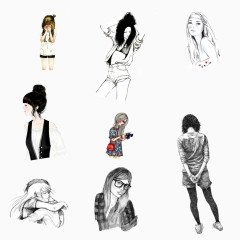 卡通 青春少女 免抠素材