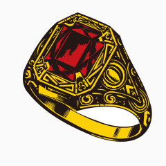 复古手绘黄色男士戒指