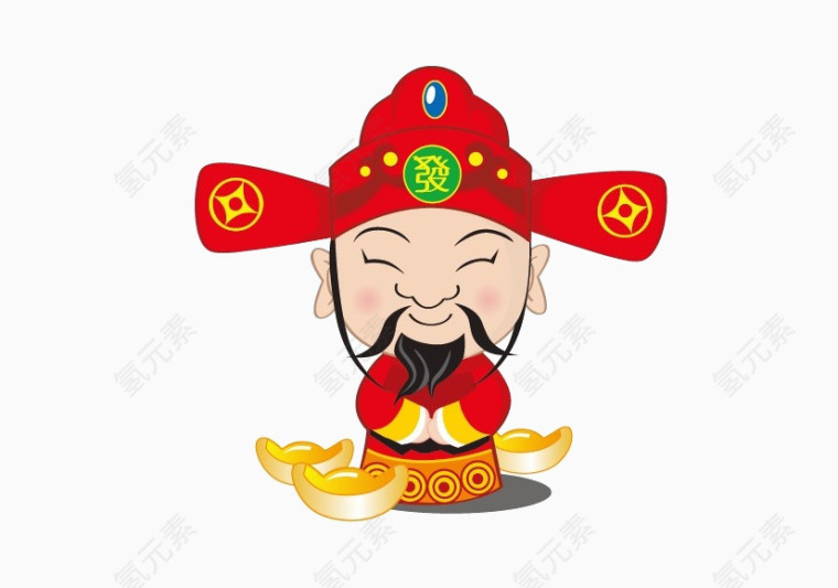 可爱手绘财神爷