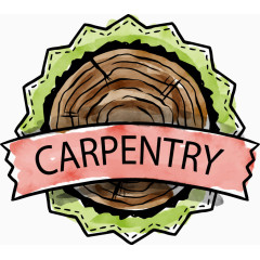 水彩手绘禁止伐木标签