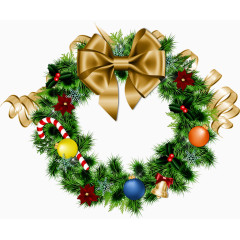 手绘绿色圣诞圆环