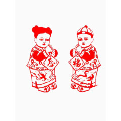 春节来拜年红色剪纸