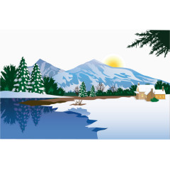 雪景冬天矢量北极雪素材