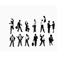 矢量黑色工作中的人们