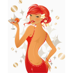 矢量手绘性感女郎