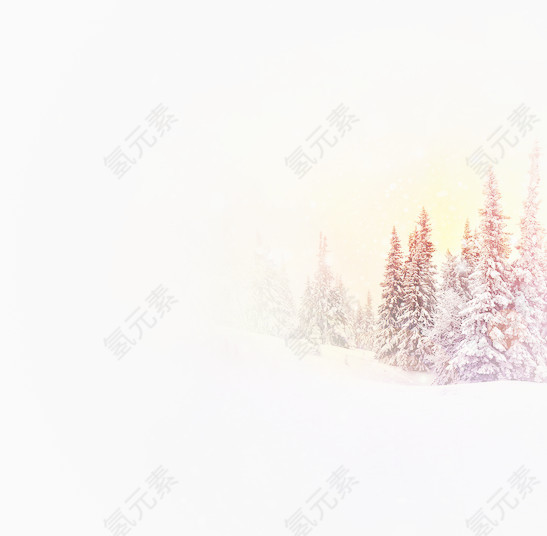 梦幻粉色冬季树林雪地