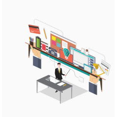 矢量卡通立体电子商务教程素材