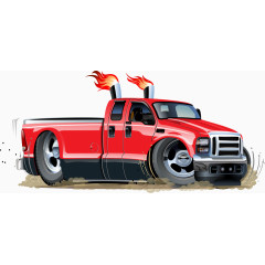 矢量卡通皮卡车