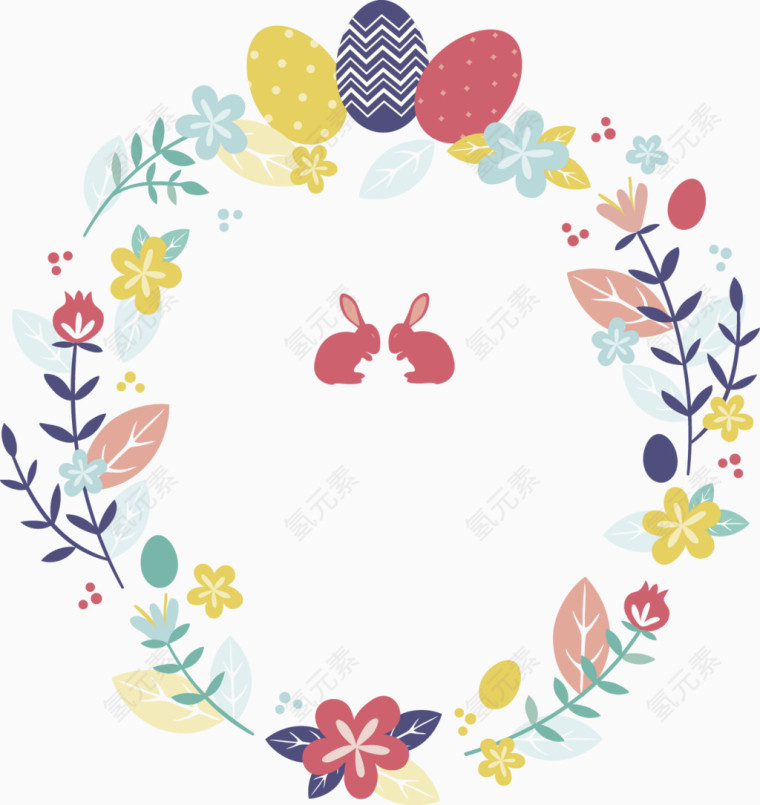 矢量淡雅花环