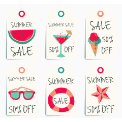 带有手绘元素的夏季销售卡矢量