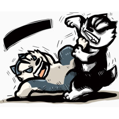 小猫小狗打架图