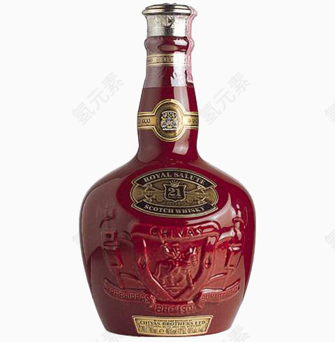 红色玻璃红酒瓶