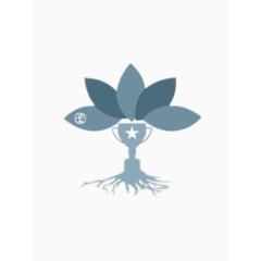 灰色现代质感奖杯上开出莲花