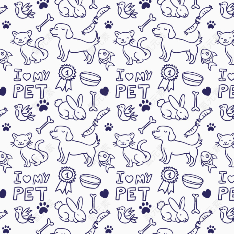 手绘矢量动物模式背景