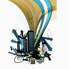 矢量建筑箭头曲线装饰图案