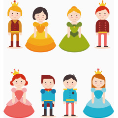 创意公主王子角色矢量素材