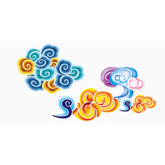 彩色祥云漂浮素材中国风