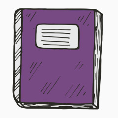 矢量手绘紫色笔记本素材