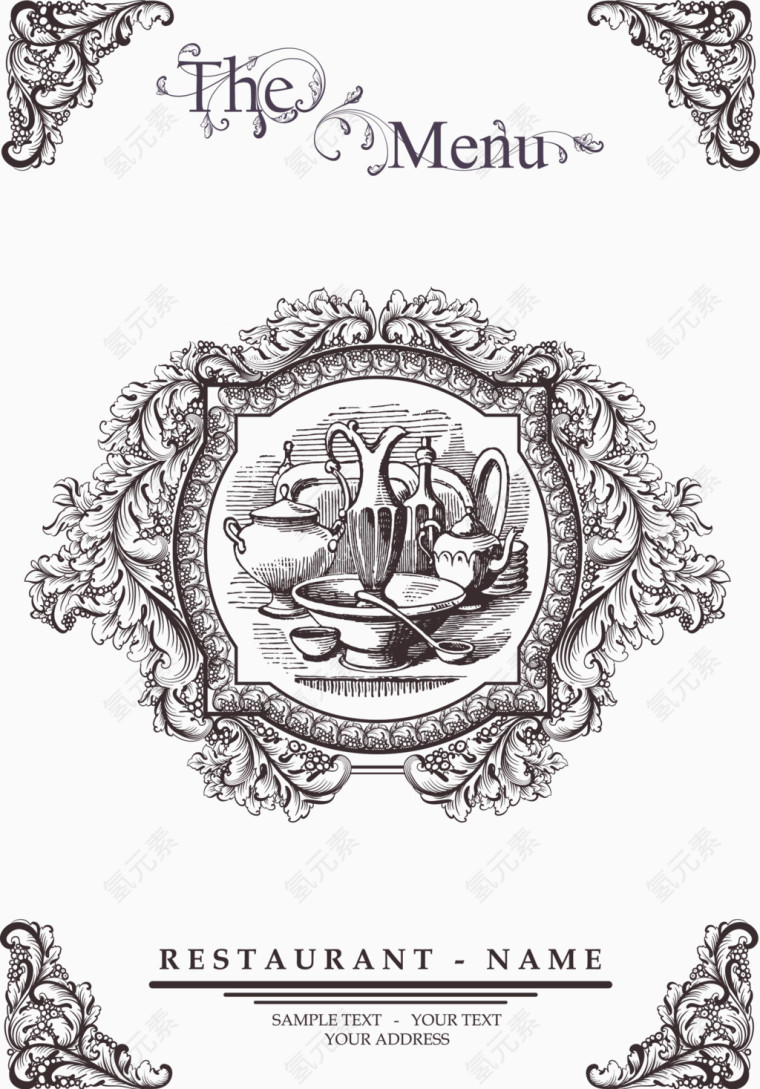 优雅手绘餐厅菜单设计