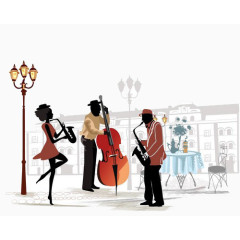 咖啡馆乐队插画图片