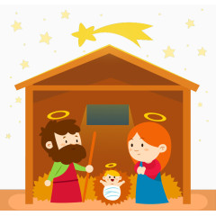 卡通耶稣诞生插画矢量图