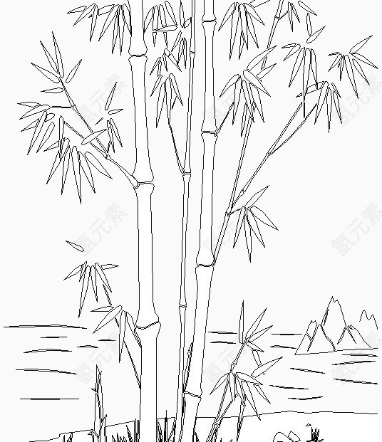 端午节效果元素水墨翠竹