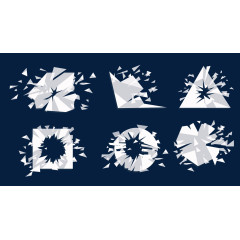 矢量透明玻璃破裂弹孔痕迹