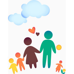 一家人出行ppt扁平化矢量素材