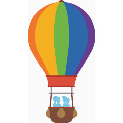 扁平化五彩热气球素材