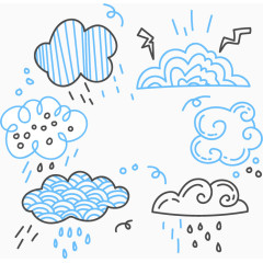 手绘下雨云彩