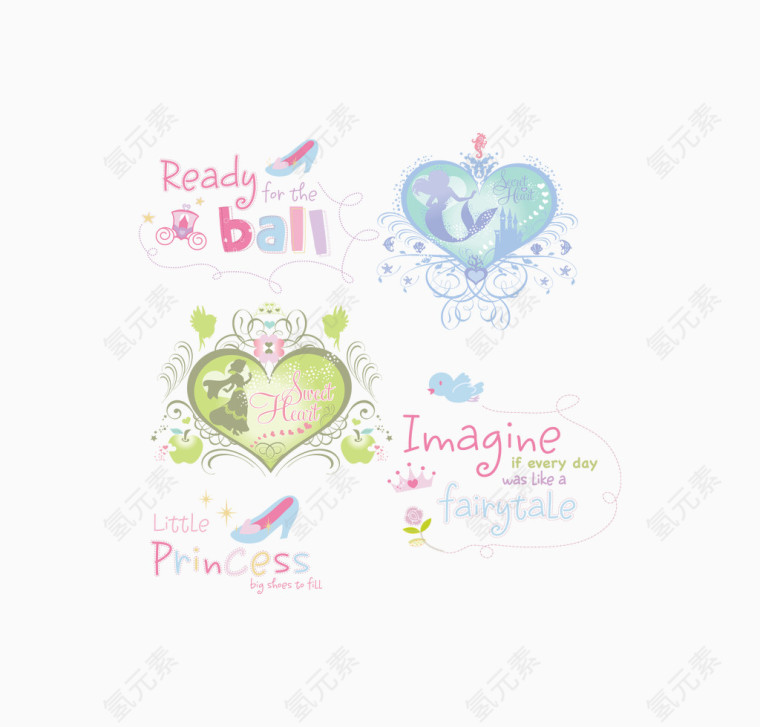 公主风格卡通标签