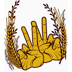 矢量手绘复古手势