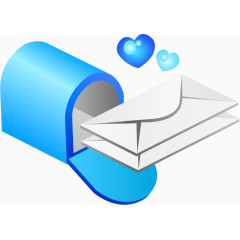 蓝色信箱和信封